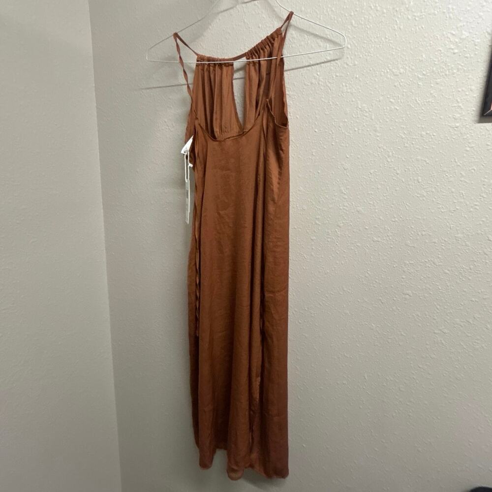 NWT Cupshe Caramel Brown Halter Dress Size M Summer Beach Vacation - Picture 8 of 9